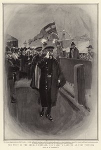 Besøket til den tyske keiseren, Hans Majestet lander i Port Victoria av William Hatherell
