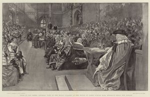 Prøvd av hans jevnaldrende, generell utsikt over Royal Gallery ved House of Lords under Earl Russells rettssak for Bigamy