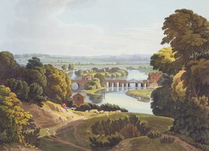 Caversham Bridge, nær Reading, gravert av Robert Havell den yngre (1793-1878) utgitt 1818 (akvatint)