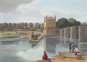 Datchet Ferry, nær Windsor, gravert av Robert Havell den yngre (1793-1878) utgitt 1818 (akvatint) av William Havell