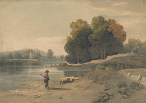 Elvescene med gutt og sau av William Havell