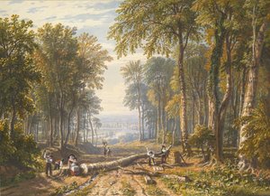 Vedhoggere ved Park Place, Henley, Themsen Beyond, ca. 1826. av William Havell