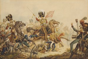 1. livgarde anklaget fransk artilleri i slaget ved Waterloo i 1815, 1820 av William Heath