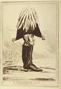 En Wellington Boot, eller The Head of the Army, 1827 av William Heath