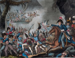 Slaget ved Pyreneene, 27. juli 1813, trykt av J.C. Stadler (aktiv 1780-1813), utgitt av Thomas Tegg, 1. april 1818 (farget akvatint)