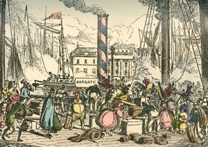 Komme om bord på Margate Steam-pakken ved London Bridges Wharf, 1838 av William Heath