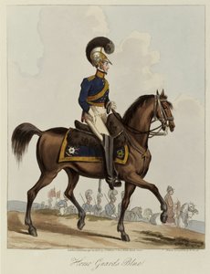 Horse Guards Blue, Uniform studie av Royal Regiment of Horse Guards, 1820 (farget akvatint) av William Heath