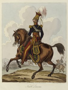 Niende husarer, 1820 (farget akvatint) av William Heath