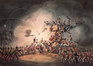 Storming av Ciudad Rodrigo, 19. januar 1813 aquatinted av Thomas Sutherland (f.c.1785) (akvatint) av William Heath