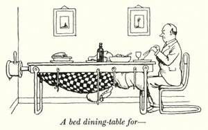 Et senge spisebord for (litho) av William Heath Robinson