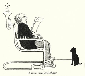 En ny musikalsk stol (litho) av William Heath Robinson