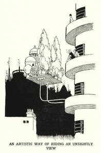 En kunstnerisk måte å skjule en skjemmende utsikt (litho) av William Heath Robinson