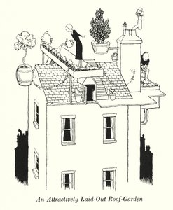 En attraktivt anlagt takhage (litho) av William Heath Robinson