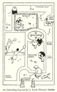 En interessant layout for en liten lysthage (litho) av William Heath Robinson