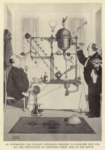Et interessant og elegant apparat designet for en gang for alle å overvinne vanskelighetene med å formidle grønne erter til munnen