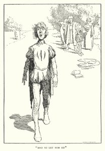 "Og så la ham gå" (litho) av William Heath Robinson