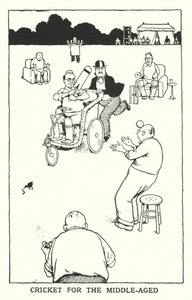 Cricket for middelalderen (litho) av William Heath Robinson