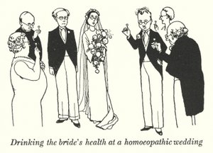 Drikker brudens helse i et homøopatisk bryllup (litho) av William Heath Robinson