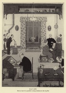 Flatt liv, hvordan det endelig er mulig å holde kyllinger i toppen flat av William Heath Robinson