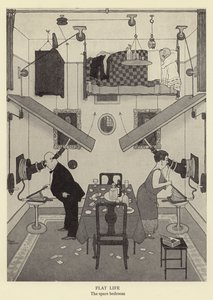 Flatt liv, det ekstra soverommet litho av William Heath Robinson