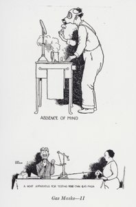 Gassmasker - II (litho) av William Heath Robinson