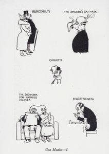 Gassmasker - I (litho) av William Heath Robinson