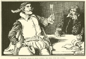 Han lokket Cassio til å gjøre seg litt for fri med flasken av William Heath Robinson