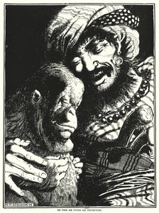 Han tok meg under sin beskyttelse (gravering) av William Heath Robinson