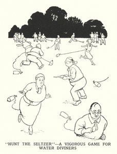 "Hunt the Seltzer", et kraftig spill for vannspåkere (litho) av William Heath Robinson