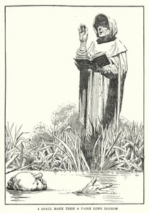 Jeg skal gjøre dem til en ganske lang preken (litho) av William Heath Robinson