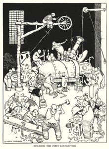 Illustrasjon for Railway Ribaldry av W Heath Robinson (litho) av William Heath Robinson