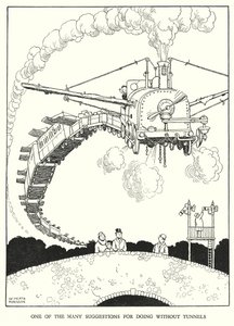 Illustrasjon for Railway Ribaldry av W Heath Robinson (litho) av William Heath Robinson