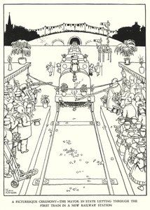 Illustrasjon for Railway Ribaldry av W Heath Robinson (litho) av William Heath Robinson