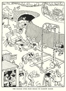 Illustrasjon for Railway Ribaldry av W Heath Robinson (litho) av William Heath Robinson