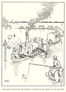Illustrasjon for Railway Ribaldry av W Heath Robinson (litho) av William Heath Robinson