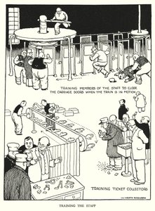 Illustrasjon for Railway Ribaldry av W Heath Robinson (litho) av William Heath Robinson