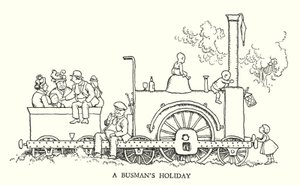 Illustrasjon for Railway Ribaldry av W Heath Robinson (litho) av William Heath Robinson
