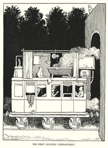 Illustrasjon for Railway Ribaldry av W Heath Robinson (litho)