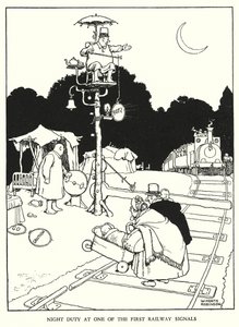 Illustrasjon for Railway Ribaldry av W Heath Robinson (litho) av William Heath Robinson