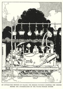 Illustrasjon for Railway Ribaldry av W Heath Robinson (litho) av William Heath Robinson