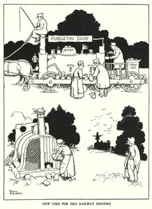 Illustrasjon for Railway Ribaldry av W Heath Robinson (litho) av William Heath Robinson
