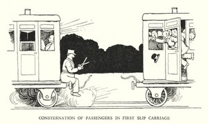 Illustrasjon for Railway Ribaldry av W Heath Robinson (litho) av William Heath Robinson