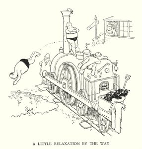 Illustrasjon for Railway Ribaldry av W Heath Robinson (litho) av William Heath Robinson