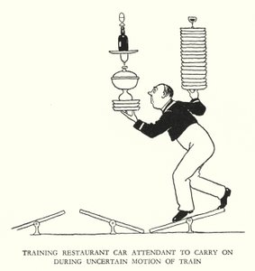 Illustrasjon for Railway Ribaldry av W Heath Robinson (litho) av William Heath Robinson