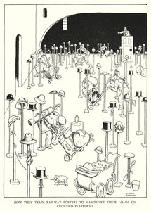 Illustrasjon for Railway Ribaldry av W Heath Robinson (litho) av William Heath Robinson