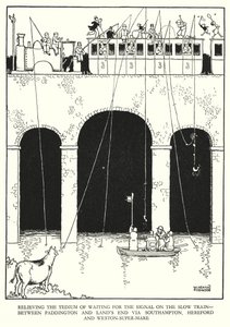 Illustrasjon for Railway Ribaldry av W Heath Robinson (litho) av William Heath Robinson