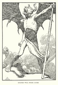 Lucifer vil bryte løs (litho) av William Heath Robinson