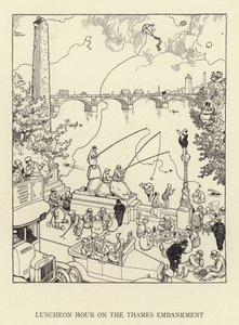 Lunsjtime på Thames Embankment av William Heath Robinson