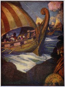 Mange var heltene som seilte bort fra Hellas (farge litho) av William Heath Robinson