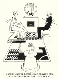 Moderne teppedesign kan gi uendelig underholdning for vennene dine (litho) av William Heath Robinson